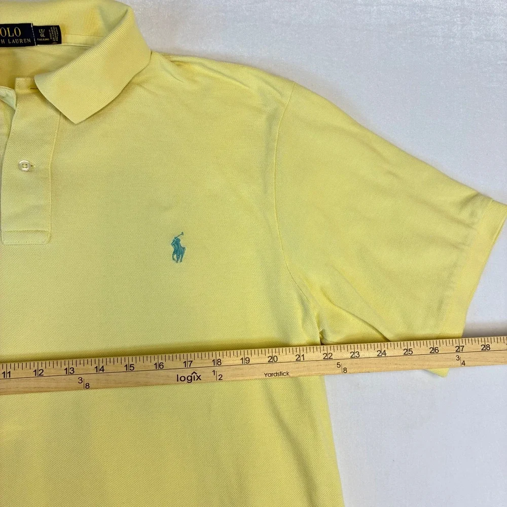 Polo Ralph Lauren Mens Yellow Tall Long Sleeve Polo Shirt Classic Fit LT GL‎